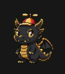 Fathom — the rehatched desktop pet, a chibi black-and-gold pixel dragon with a red propeller hat